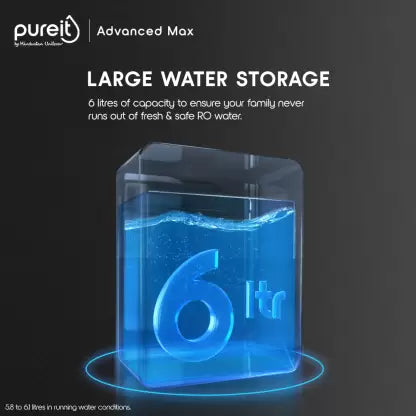 Pureit by HUL Advanced Max 6 L Mineral RO + UV + MF + MP Water Purifier with Mineral Cartridge  (White, Blue) Pureit by HUL Advanced Max 6 L Mineral RO + UV + MF + MP Water Purifier with Mineral Cartridge  (White, Blue)